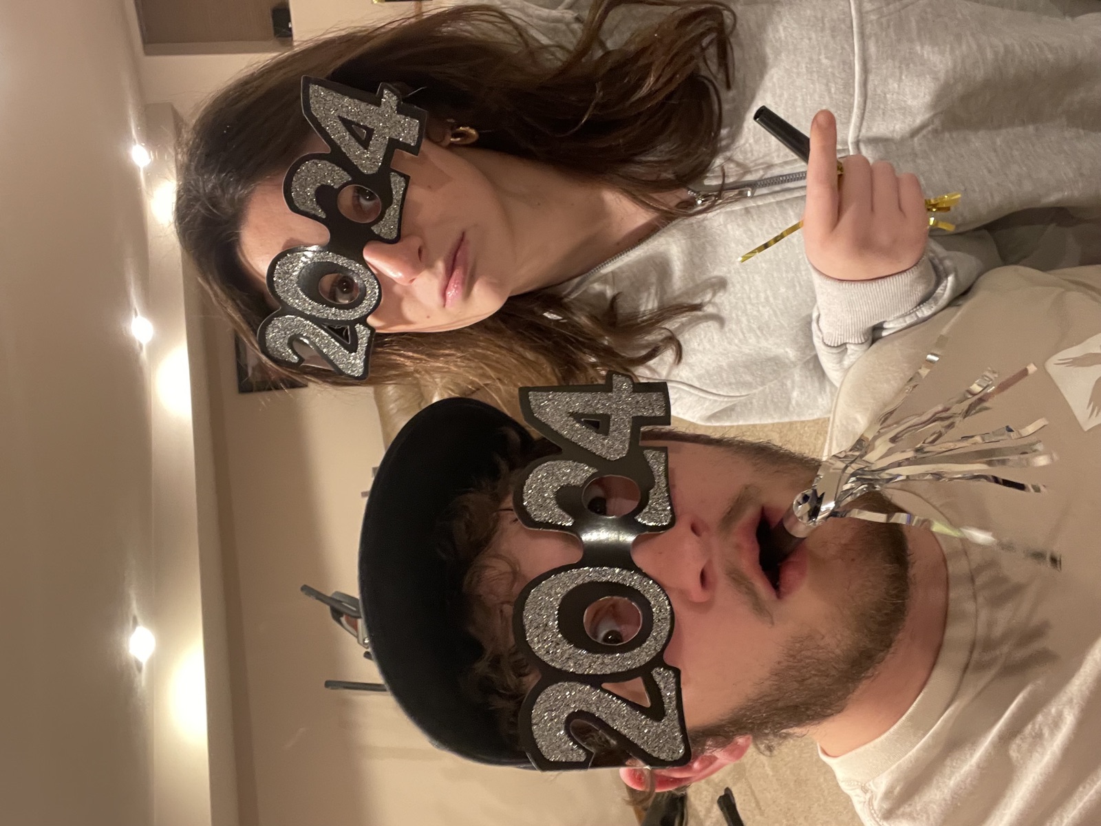 Connor and a friend celebrating New Year’s Eve