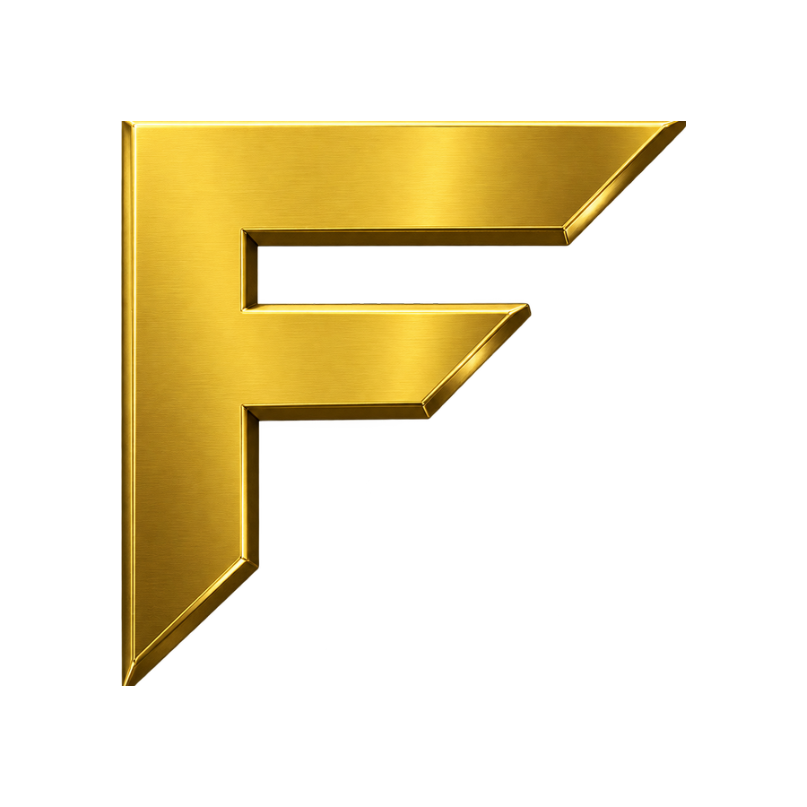 Three-dimensional gold Flexin logo