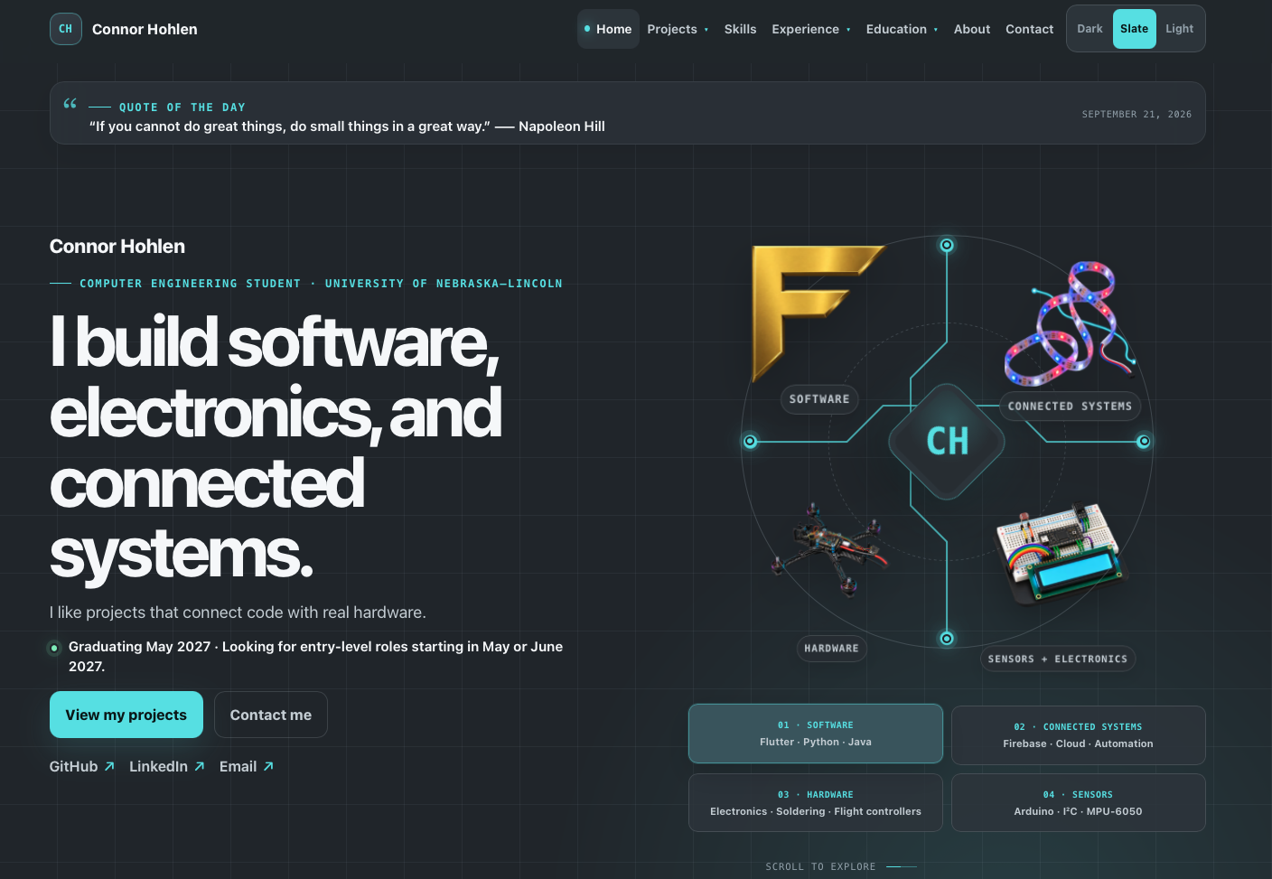 Current engineering portfolio homepage