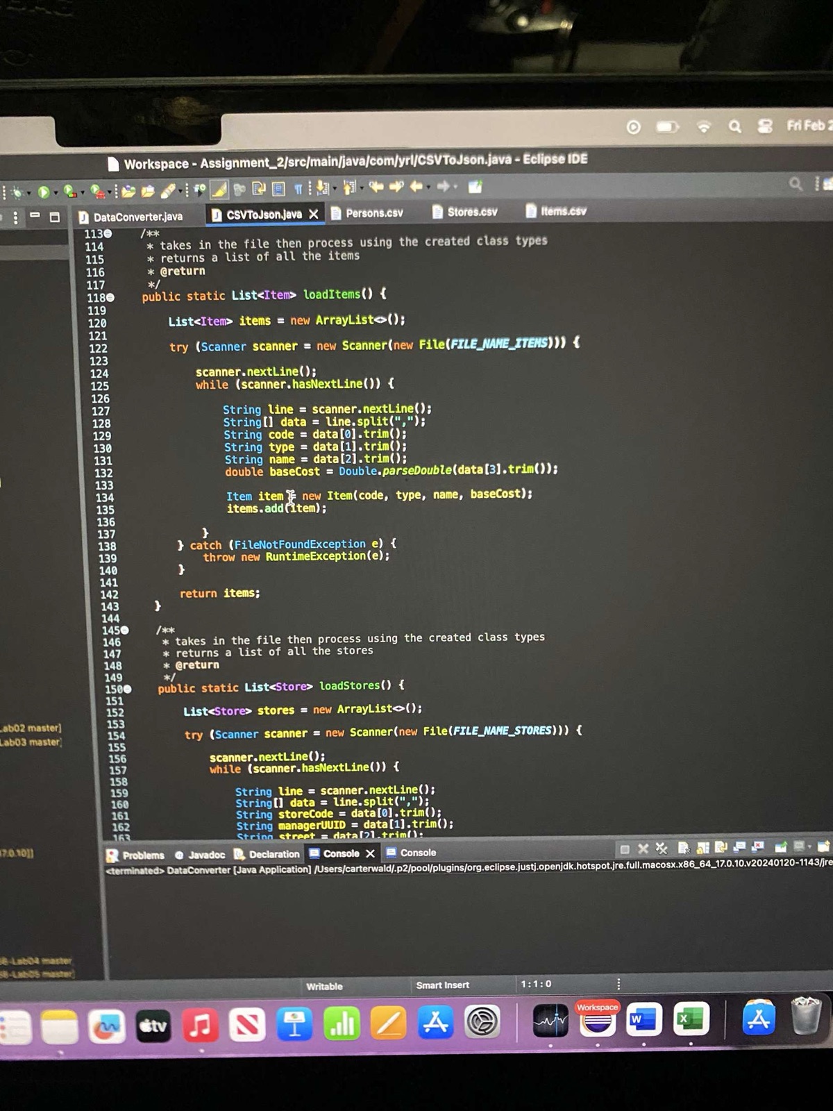 Java classes and project structure open in Eclipse